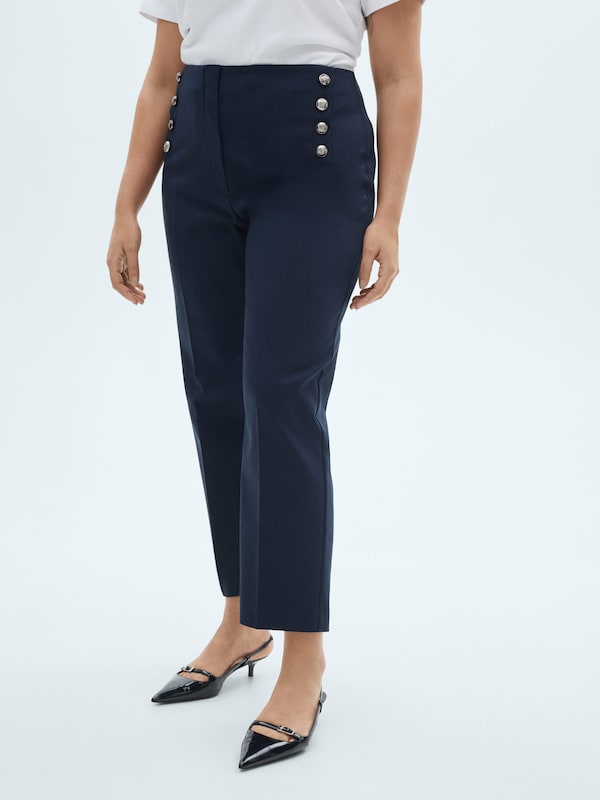 MANGO MANGO Regular Hose 'BOTONES' In Navy