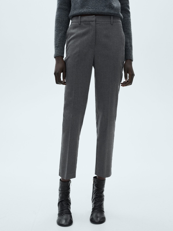 MANGO MANGO Slimfit Hose 'WARM' In Grau Hellgrau