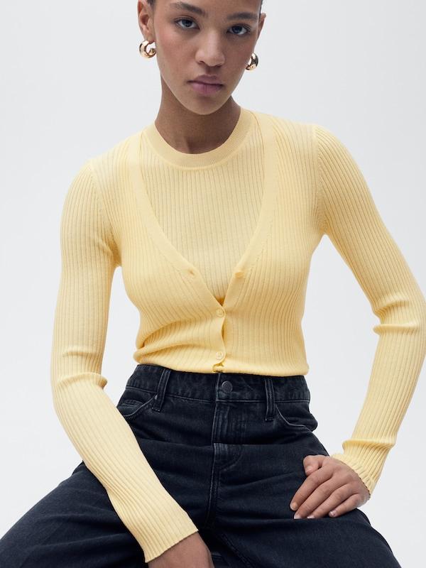 MANGO MANGO Strickjacke 'BUGAMBI' In Gelb