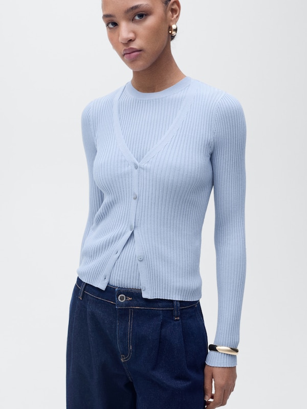 MANGO MANGO Strickjacke 'BUGAMBI' In Hellblau