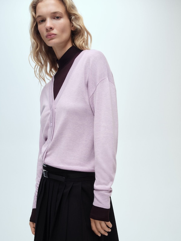 MANGO MANGO Strickjacke 'LUCCA' In Lavendel