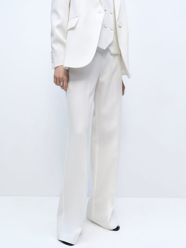 MANGO MANGO Wide Leg Hose 'IGUANA' In Offwhite