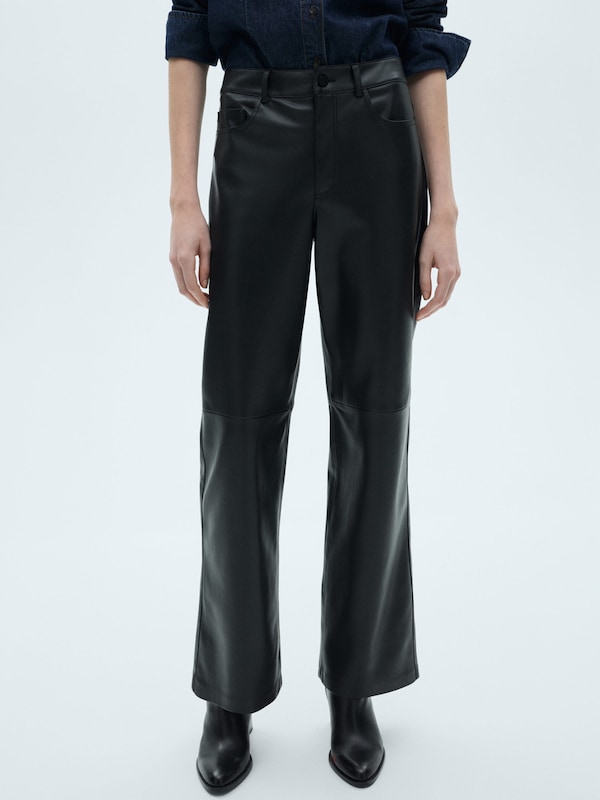 MANGO MANGO Wide Leg Hose In Schwarz