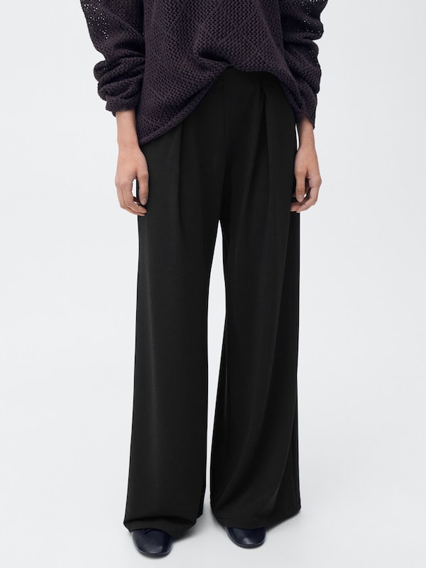 MANGO MANGO Wide Leg Hose 'LEO' In Schwarz