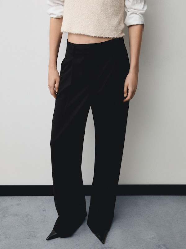 MANGO MANGO Wide Leg Hose 'Spider' In Schwarz