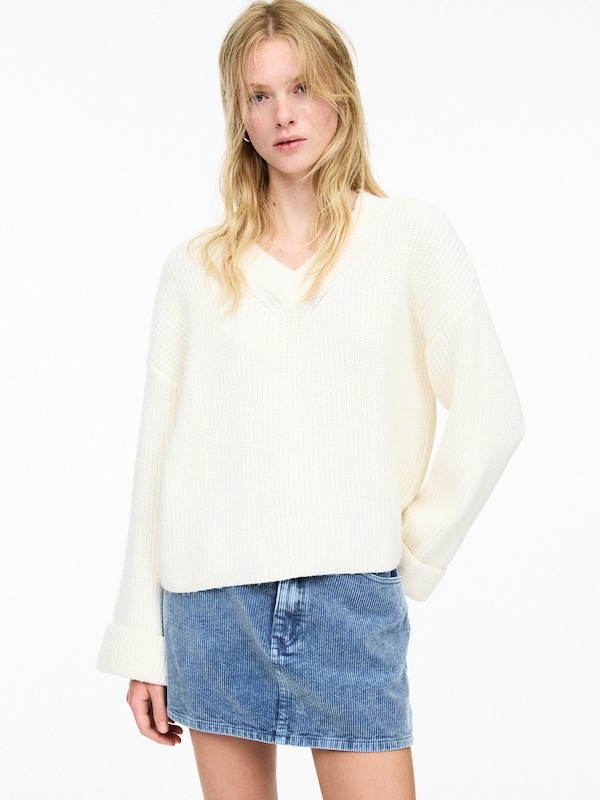 Pullu0026Bear Pull&Bear Pullover In Ecru