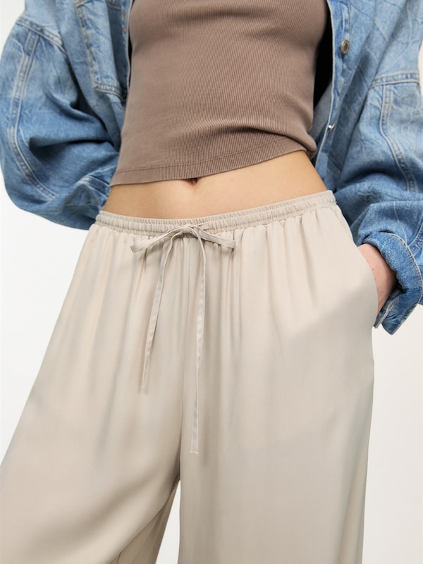 Pullu0026Bear Pull&Bear Wide Leg Hose In Beige