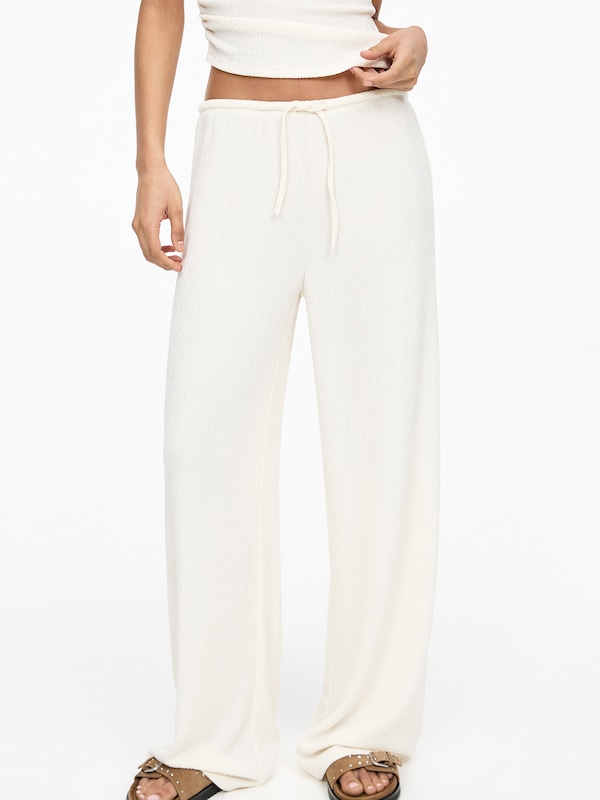 Pullu0026Bear Pull&Bear Wide Leg Hose In Ecru
