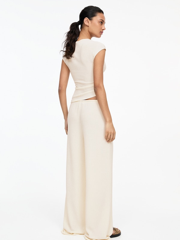 Pullu0026Bear Pull&Bear Wide Leg Hose In Ecru