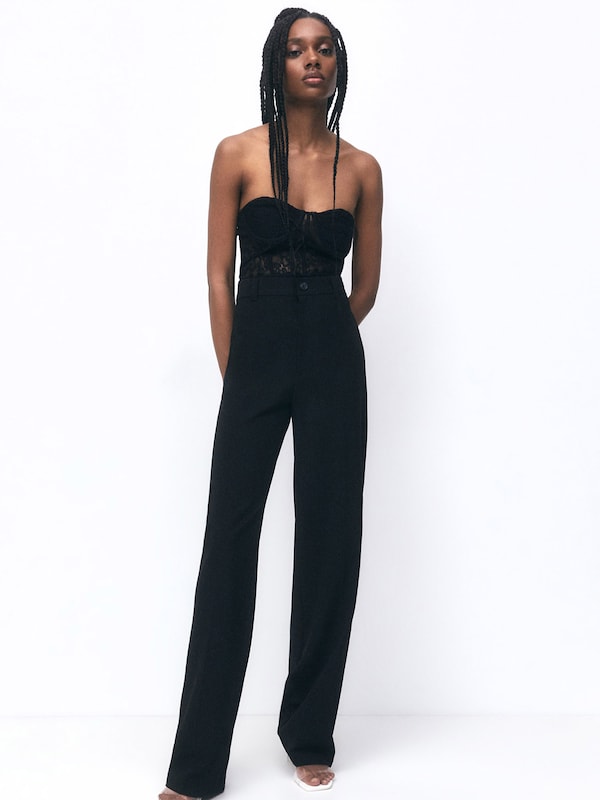 Pullu0026Bear Pull&Bear Wide Leg Hose In Schwarz