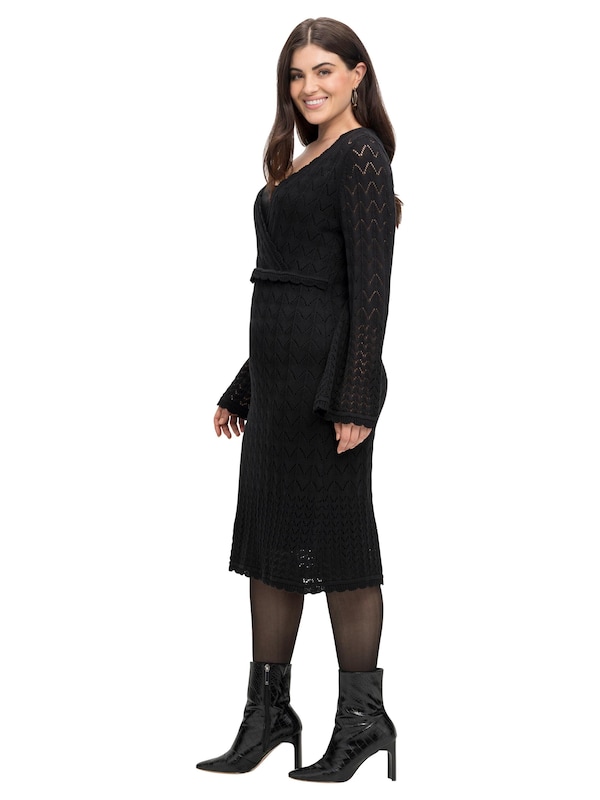 SHEEGO SHEEGO Strickkleid In Schwarz