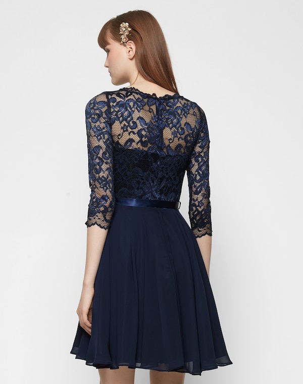 SWING SWING Spitzenkleid Mit Chiffon-Rock In Navy