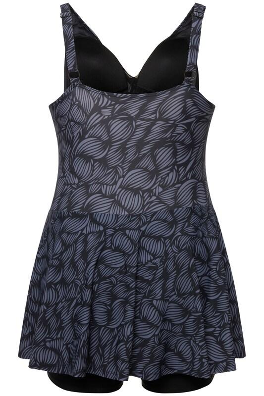 Ulla Popken Ulla Popken Bustier Badeanzugkleid In Grau Schwarz