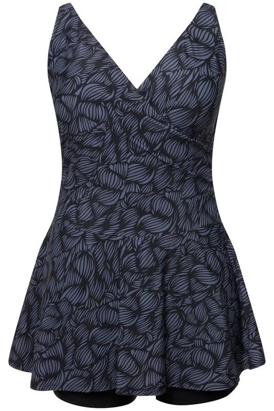 Ulla Popken Ulla Popken Bustier Badeanzugkleid in Grau Schwarz