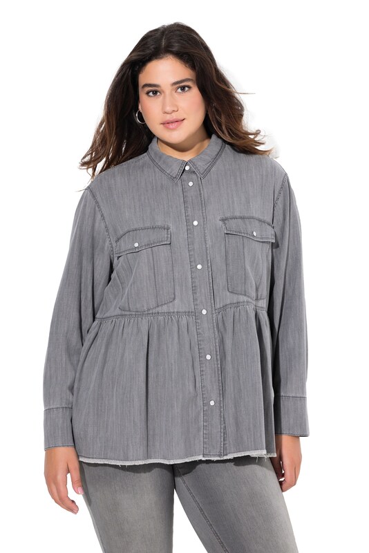 Ulla Popken Ulla Popken Bluse In Grey Denim