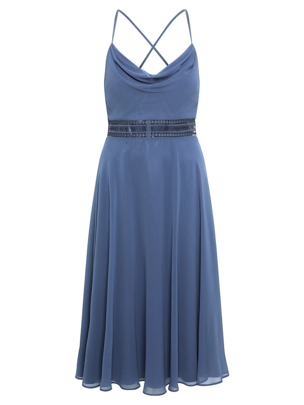 Vera Mont Vera Mont Cocktailkleid mit Wasserfallausschnitt in Blau