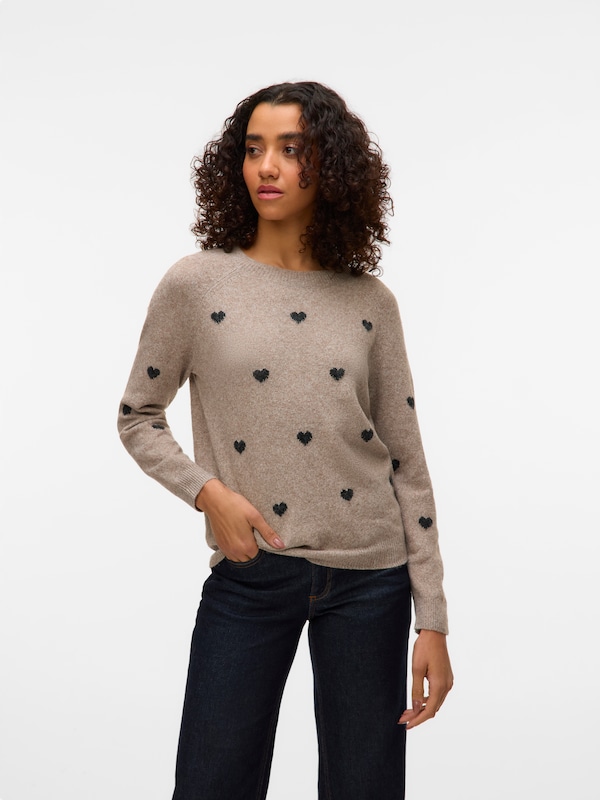 VERO MODA VERO MODA Pullover 'VMDOFFY INTARSIA' In Taupe