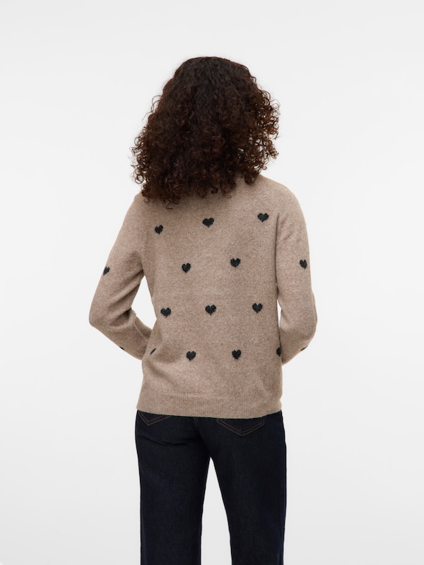 VERO MODA VERO MODA Pullover 'VMDOFFY INTARSIA' In Taupe