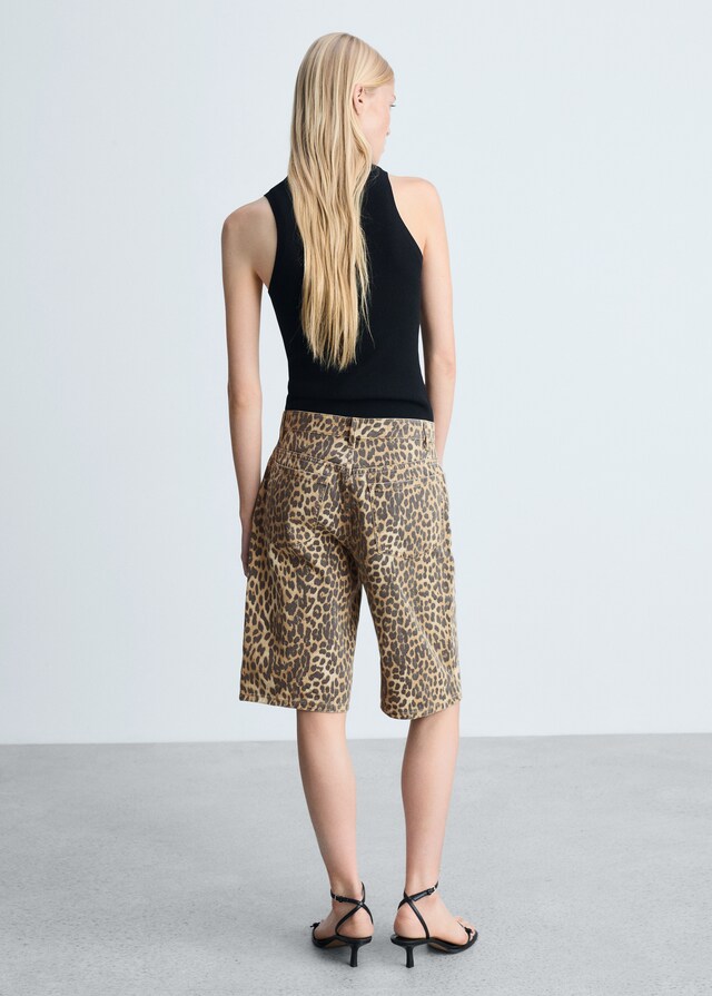 Mango Bermudashorts Mit Hoher Taille Und Leopardenmuster