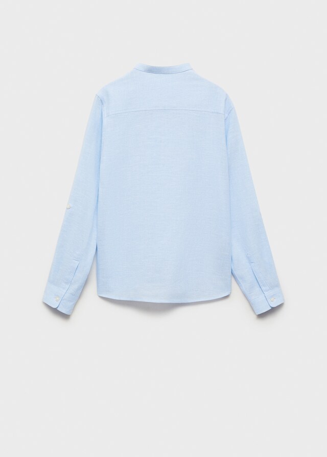 Mango Hemd Aus Baumwoll-/Leinengemisch Mit Mao-Kragen