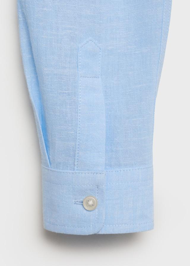 Mango Hemd Aus Baumwoll-/Leinengemisch Mit Mao-Kragen