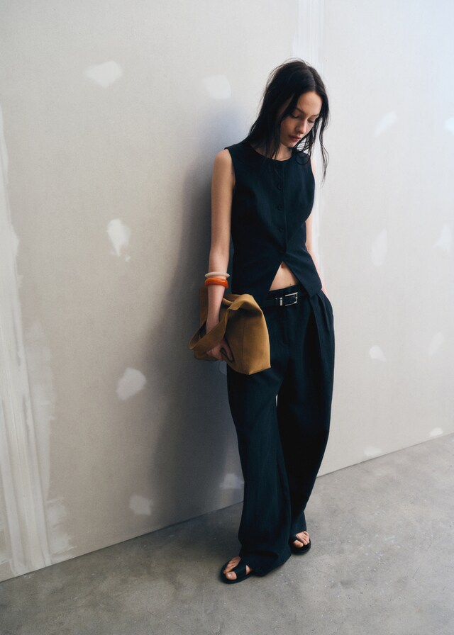 Mango Anzugweste gerade Lyocell