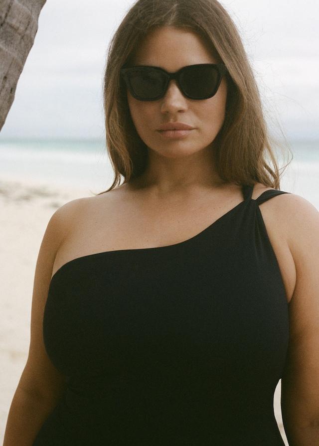 Mango Asymmetrischer Badeanzug Mit Raffung