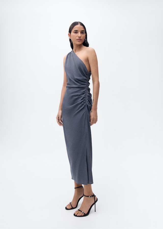 Mango Asymmetrisches Kleid Mit Gerafften Details