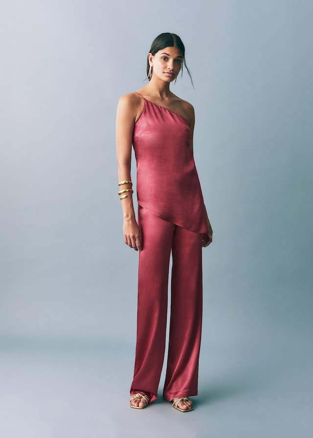 Mango Asymmetrisches Satin-Top