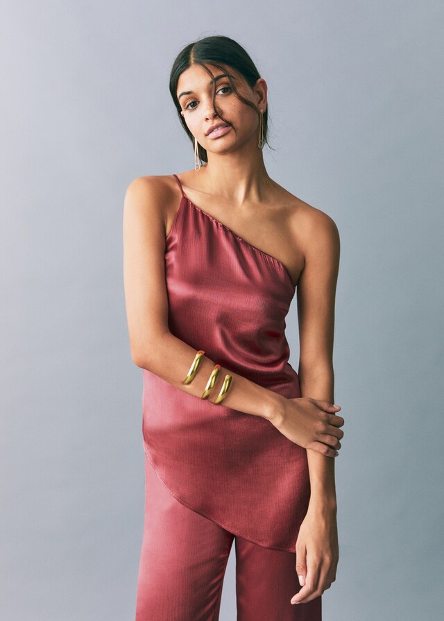 Mango Asymmetrisches Satin-Top