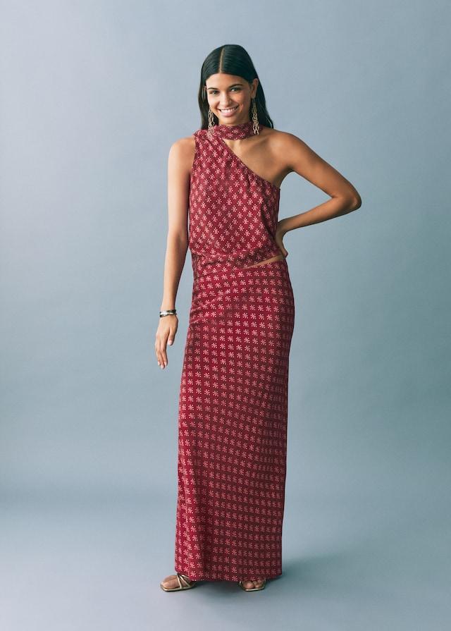 Mango Asymmetrisches Top Mit Printmuster