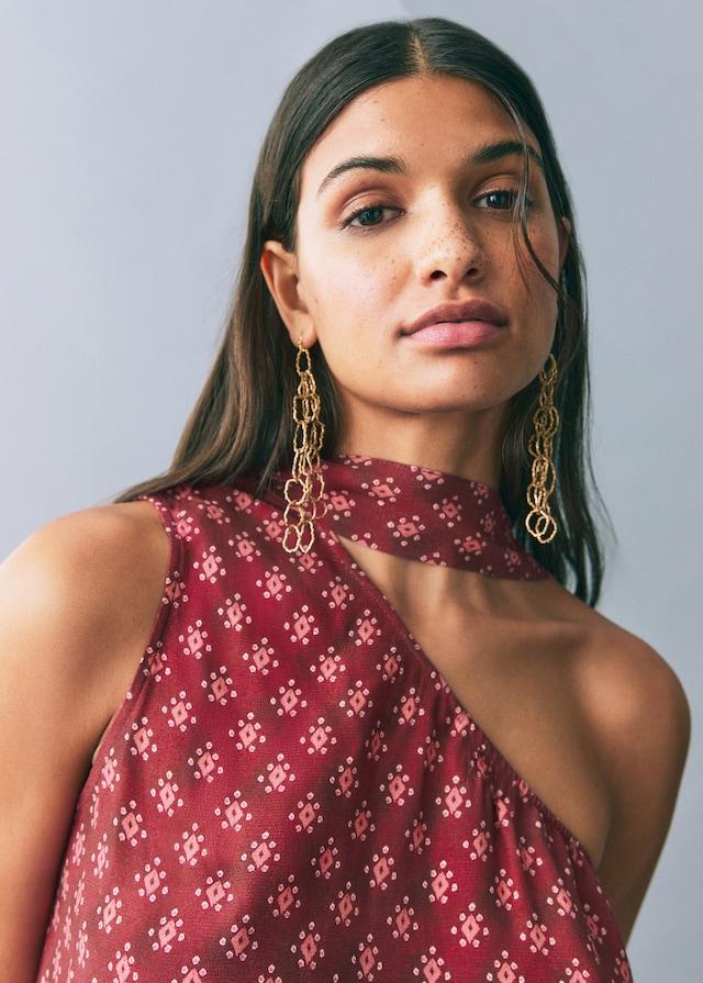 Mango Asymmetrisches Top Mit Printmuster