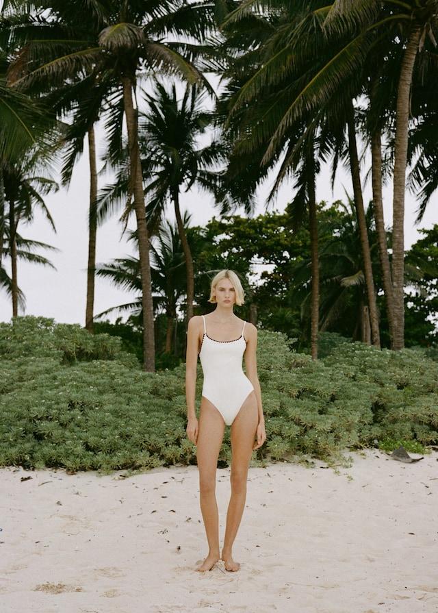 Mango Badeanzug Mit Konstrastborten