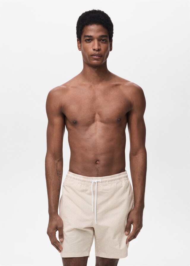 Mango Badeshorts mit Seersucker-Effekt