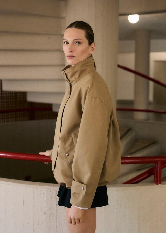 Mango Baumwoll-Parka mit gerafftem Saum