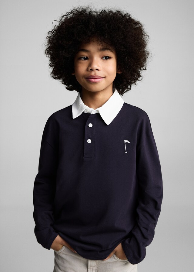 Mango Baumwoll-Poloshirt mit Kontrastkragen