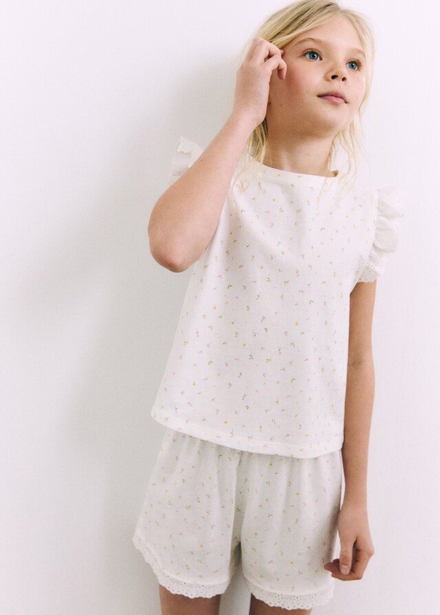 Mango Baumwoll-Pyjama mit Blumenmuster