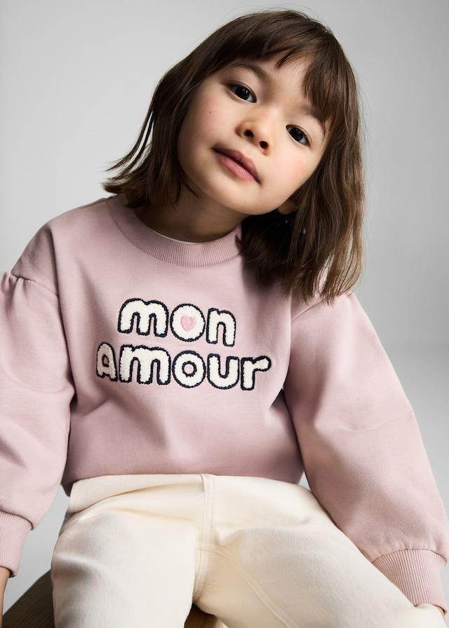 Mango Baumwoll-Sweatshirt Mit Relief-Schriftzug