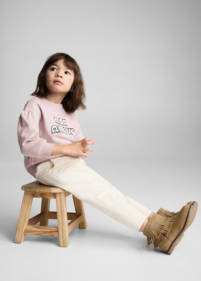 Mango Baumwoll-Sweatshirt Mit Relief-Schriftzug