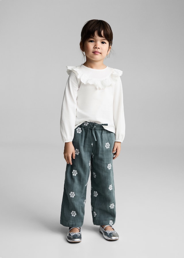 Mango Baumwoll-T-Shirt Mit Volant