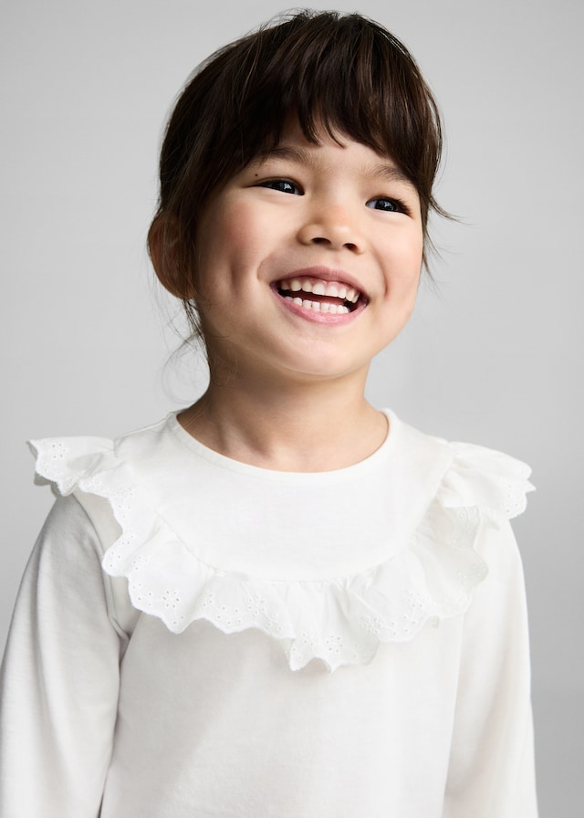 Mango Baumwoll-T-Shirt Mit Volant