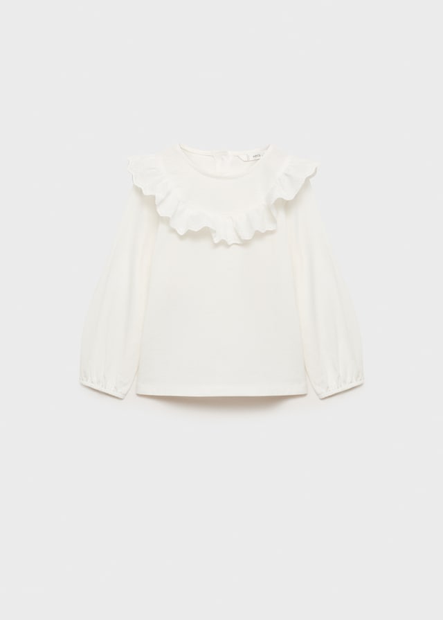 Mango Baumwoll-T-Shirt Mit Volant