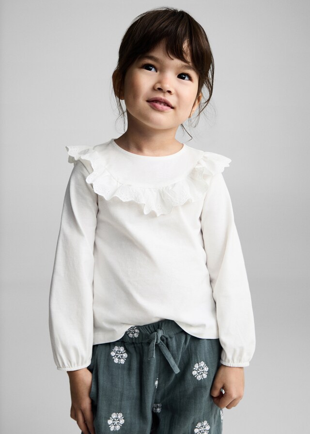 Mango Baumwoll-T-Shirt mit Volant