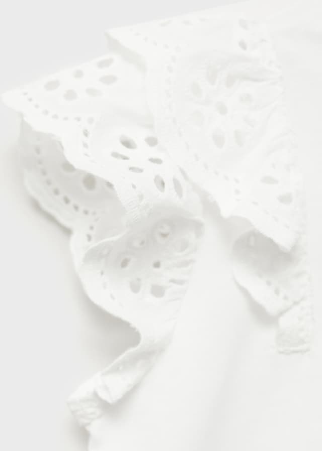 Mango Baumwoll-T-Shirt Mit Volantdetails