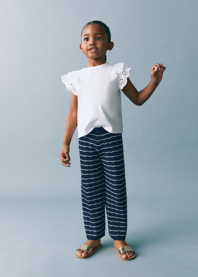 Mango Baumwoll-T-Shirt mit Volantdetails