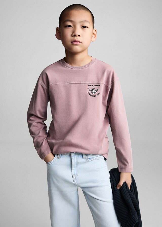 Mango Baumwoll-T-Shirt mit Wasch-Effekt