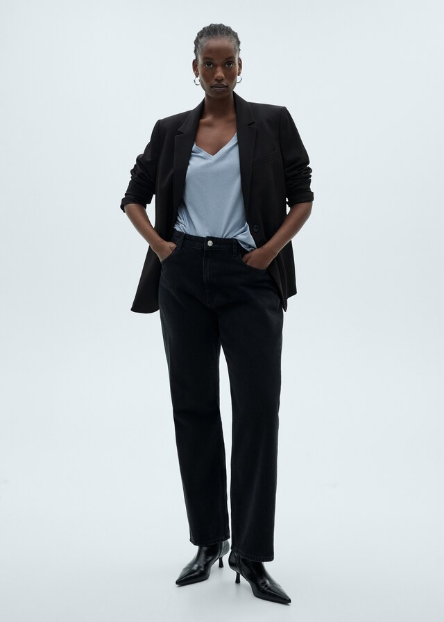 Mango Baumwoll-T-Shirt V-Ausschnitt