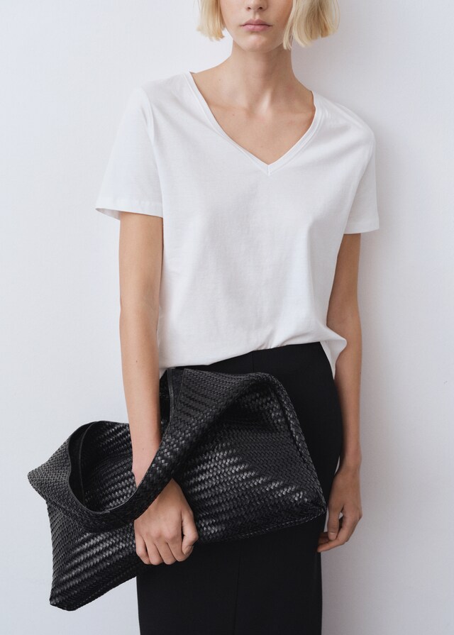 Mango Baumwoll-T-Shirt V-Ausschnitt