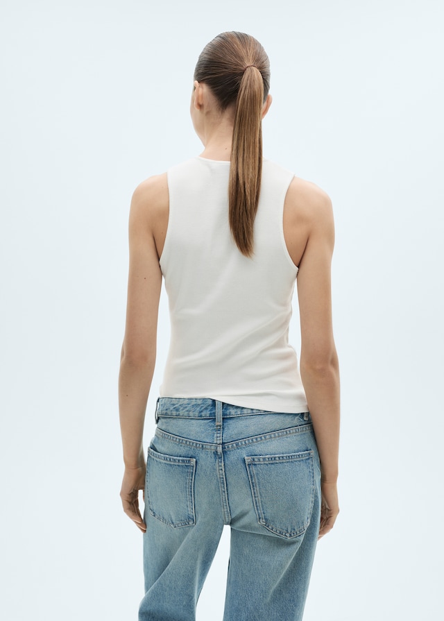 Mango Baumwoll-Top Mit Rippmuster