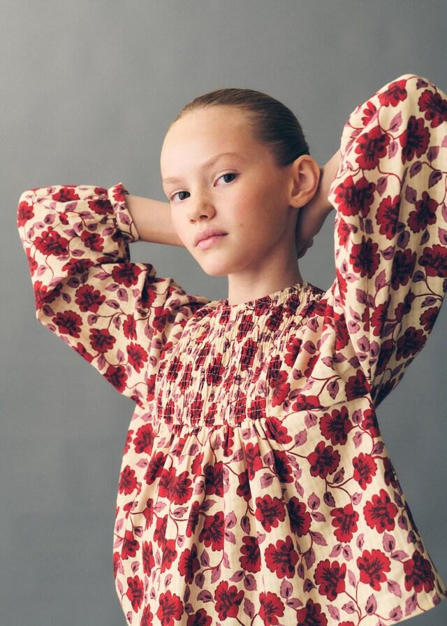 Mango Baumwollbluse mit Blumenmuster